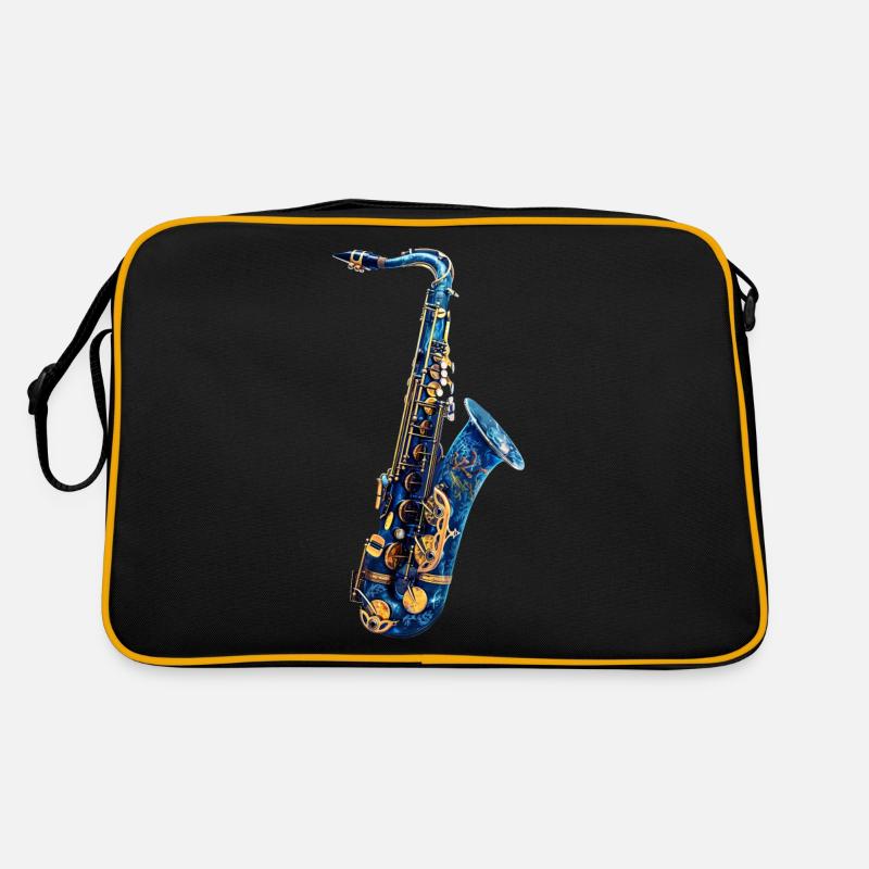 Fisch Saxophon - Retro Tasche - Schwarz/Gold