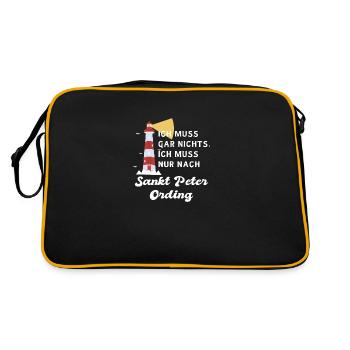 ICH MUSS GAR NIX ICH MUSS NACH SANKT PETER ORDING - Retro Tasche - Schwarz/Gold - Hinten