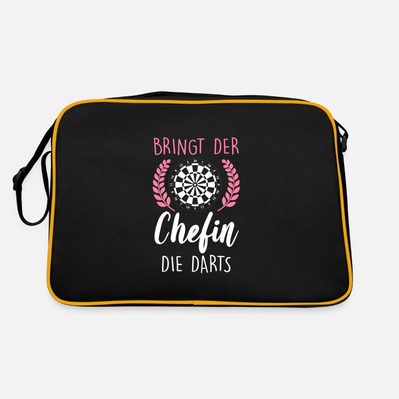 Darts Frau Darter Geschenk - Retro Tasche - Schwarz/Gold