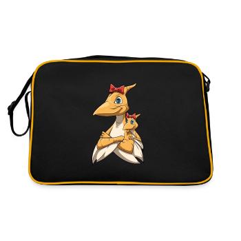 Pterodactyl Dino Dinosaurier Flugsaurier - Retro Tasche - Schwarz/Gold - Hinten