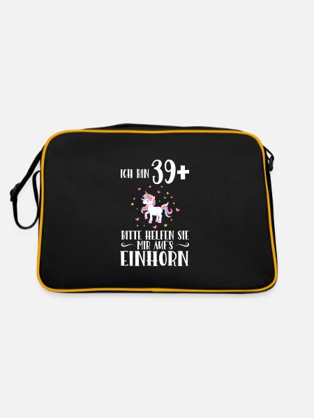 Geburtstag Geburtstagfeier vierzig Jahre Alt Gesch - Retro Tasche - Schwarz/Gold - Hinten