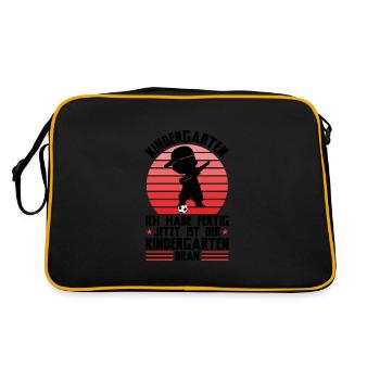 Abschied Kindergarten Krabellgruppe beendet Gesche - Retro Tasche - Schwarz/Gold - Hinten