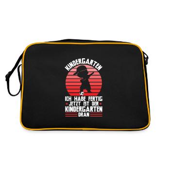 Abschied Kindergarten Krabellgruppe beendet Gesche - Retro Tasche - Schwarz/Gold - Hinten