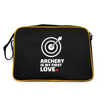 Ich Liebe Bogenschießen Stilvolles - Retro Tasche - Schwarz/Gold - Hinten