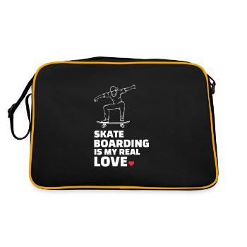 Ich Liebe Skateboarding - Retro Tasche - Schwarz/Gold - Hinten