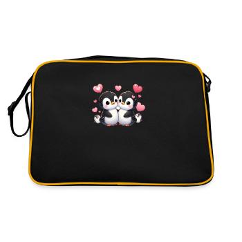 LovingPinguinsWithKids - Retro Tasche - Schwarz/Gold - Hinten