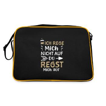 Ich Rege Mich Nicht Auf Du Regst... - Retro Tasche - Schwarz/Gold - Hinten