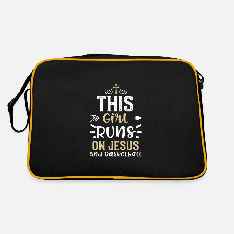 This Girl Runs On Jesus And Bask... Retro Bag