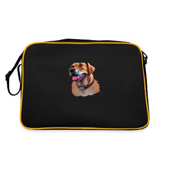 cheerful puppy Happy dog adorable dog - Retro Bag - black/gold - Back