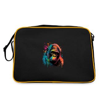 Colorful Gorilla Splash Art Expression - Retro Bag - black/gold - Back