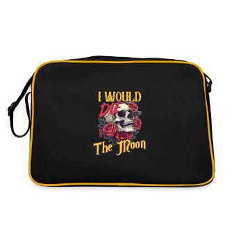 Ich würde für den Mond sterben Totenkopf Und Rosen Kunst - Retro Tasche - Schwarz/Gold - Hinten