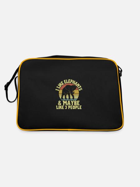 Elefant - Retro Tasche - Schwarz/Gold - Hinten