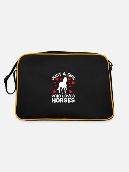 Pferd - Retro Tasche - Schwarz/Gold - Hinten