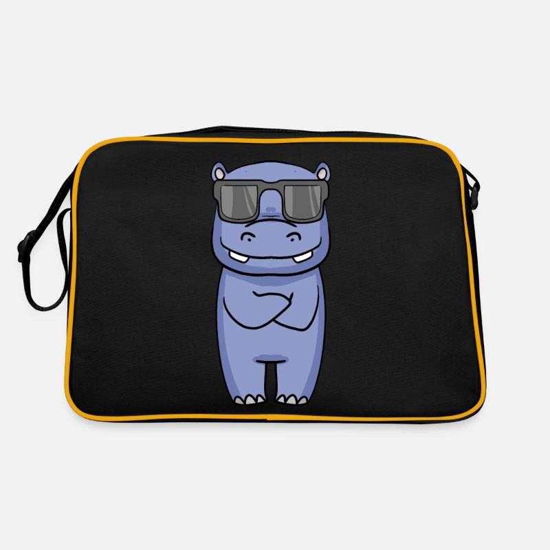 cooles Nilpferd mit Sonnenbrille Retro Tasche