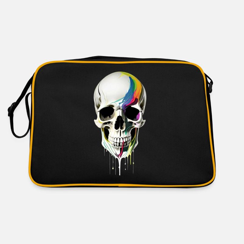 Skull with paint running down it Retro Bag