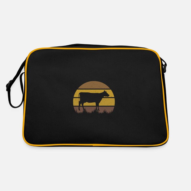 Kuh - Retro Tasche - Schwarz/Gold