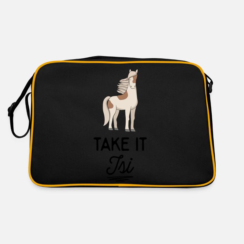 Islandpferd - Retro Tasche - Schwarz/Gold