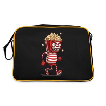 Creepy Popcorn Monster Halloween Filmabend - Retro Tasche - Schwarz/Gold - Hinten