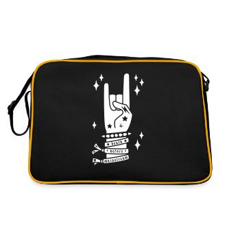 death before mainstream - heavy metal hand gesture - Retro Bag - black/gold - Back