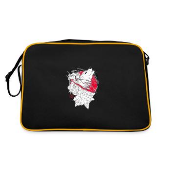 Loup, iris et pivoine du Japon - Sac Retro - noir/or - Dos
