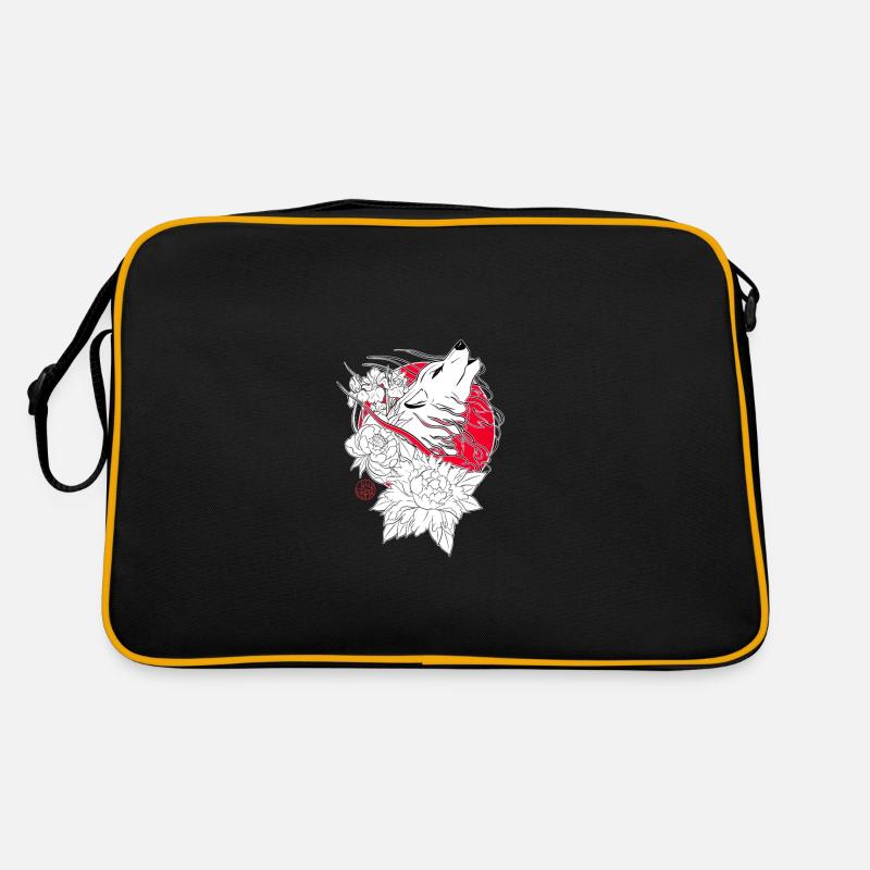 Wolf, iris and peony from Japan Retro Bag