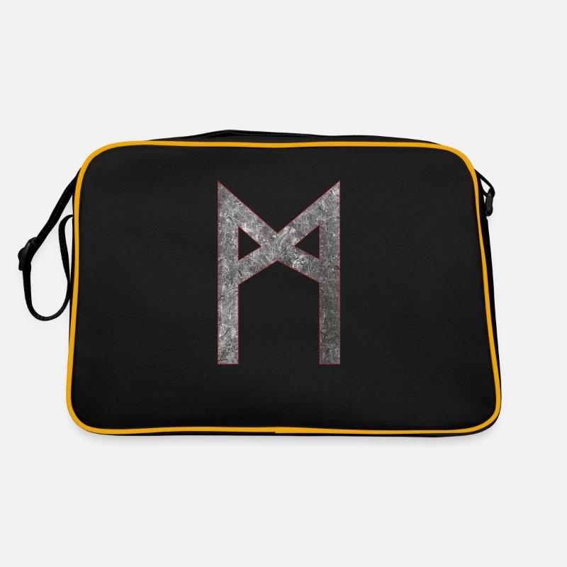 Rune Mannaz M - Retro Tasche - Schwarz/Gold