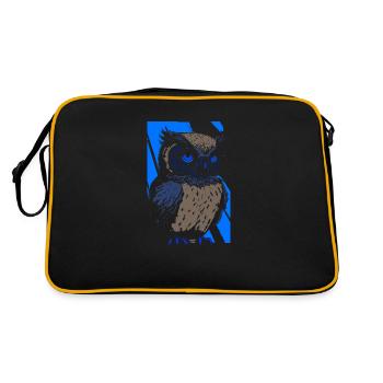Nacht Wald Tier Eule Artsy Bird Wildlife - Retro Tasche - Schwarz/Gold - Hinten