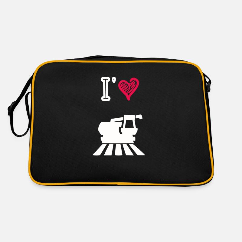 J’aime les moissonneuse - Sac Retro - noir/or