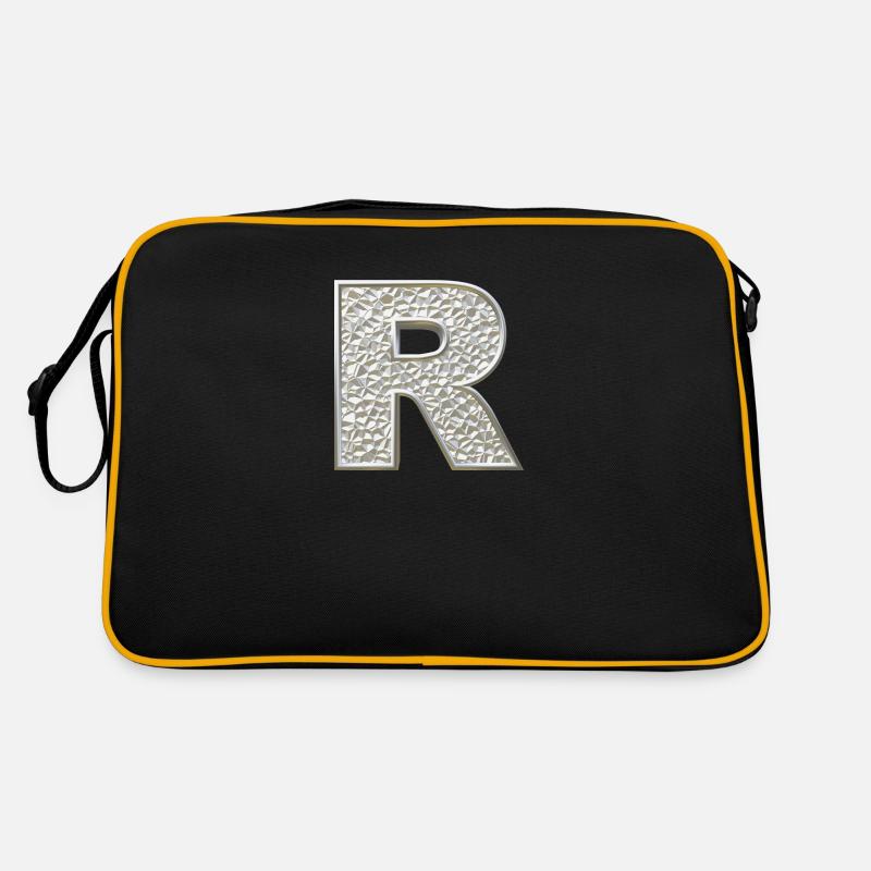 R, letter, letter R, initial, initial R, monogram, Retro Bag