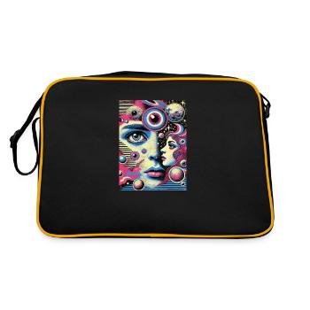 Cosmic Vision- Blick ins Unendliche - Retro Tasche - Schwarz/Gold - Hinten