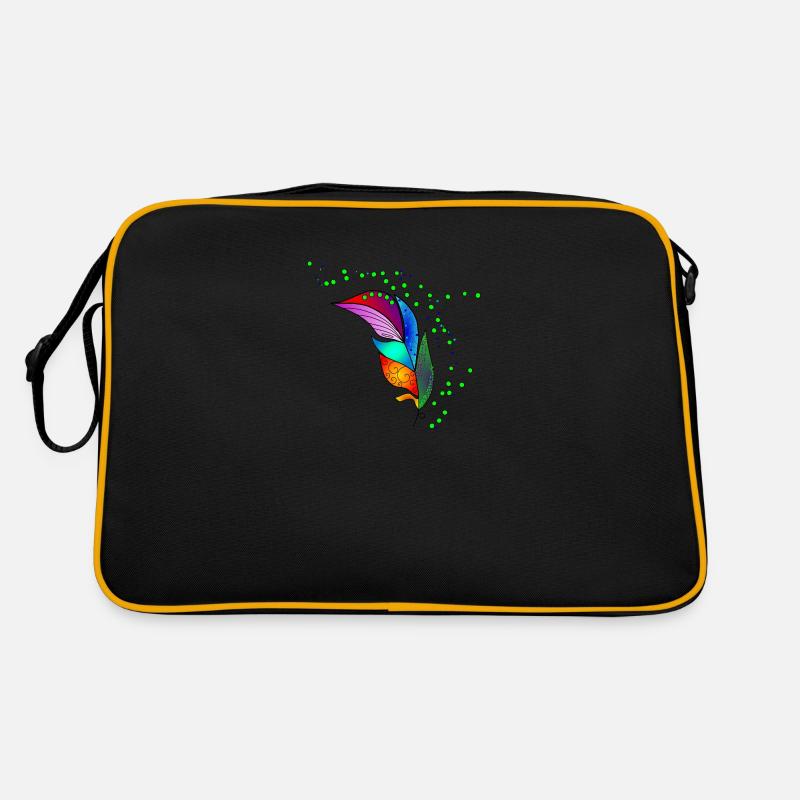 Feder - Retro Tasche - Schwarz/Gold