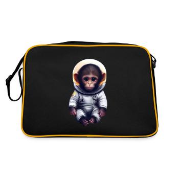 Affe Astronaut - Retro Tasche - Schwarz/Gold - Hinten