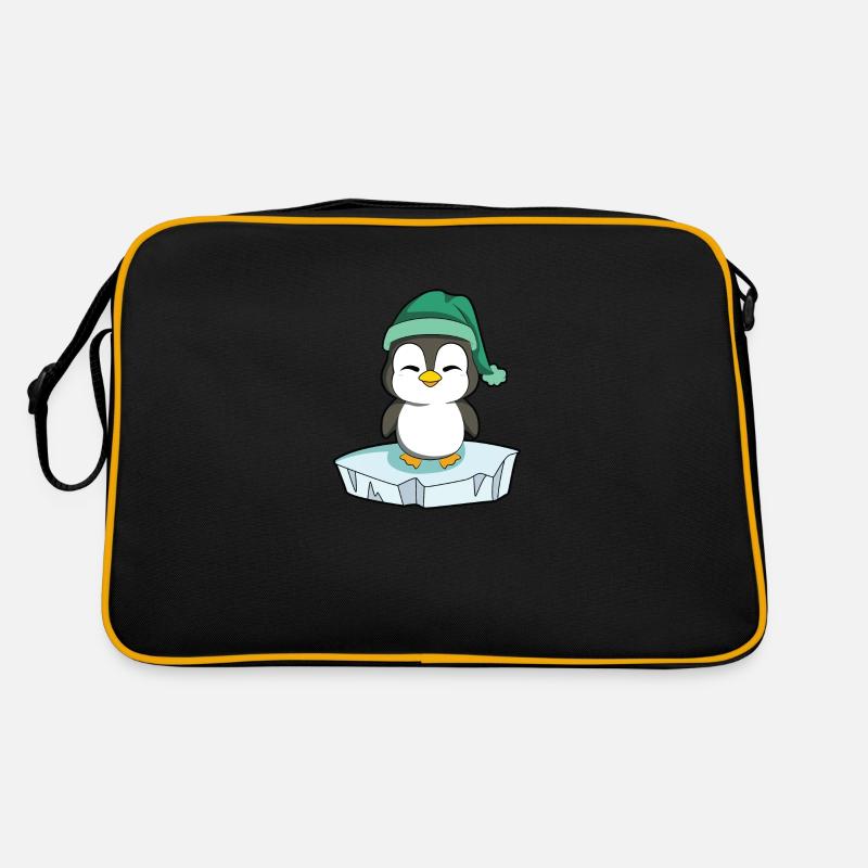 Pinguin - Retro Tasche - Schwarz/Gold