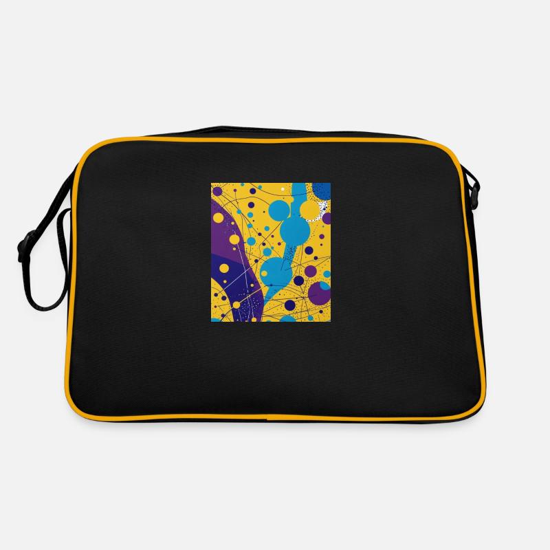 Points et lignes dessinés de manière abstraite - Sac Retro - noir/or