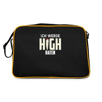 Weed heiraten Hochzeit Joint Cannabis lustig - Retro Tasche - Schwarz/Gold - Hinten