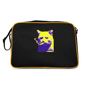 Cat smoking - Retro Bag - black/gold - Back