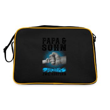 Papa & Sohn Familie Sohn Geschenk - Retro Tasche - Schwarz/Gold - Hinten