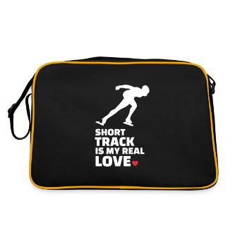 Ich Liebe Kurze Strecke Und Eislaufen - Retro Tasche - Schwarz/Gold - Hinten