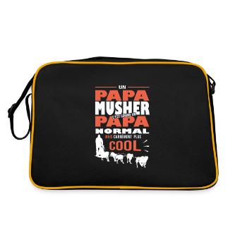 papa musher sport mushing dog sled gift - Retro Bag - black/gold - Back