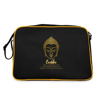 Buddha Gold mit Zitat - Retro Tasche - Schwarz/Gold - Hinten