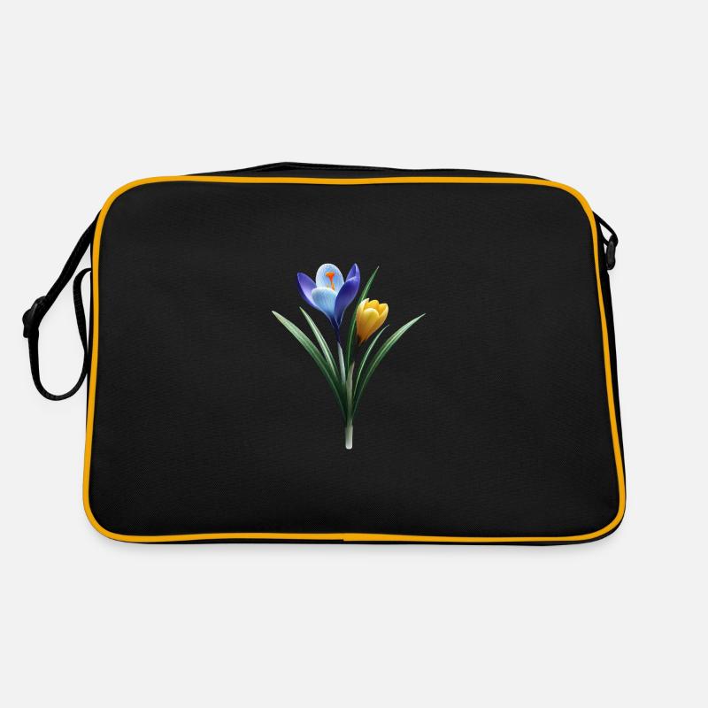 Bleu Jaune Crocus Fleur Printemps Fleur Floral Sac Retro