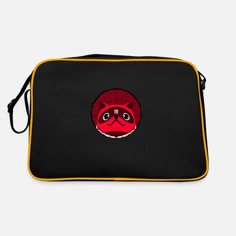 Tanuki, der Waschbär - Retro Tasche - Schwarz/Gold