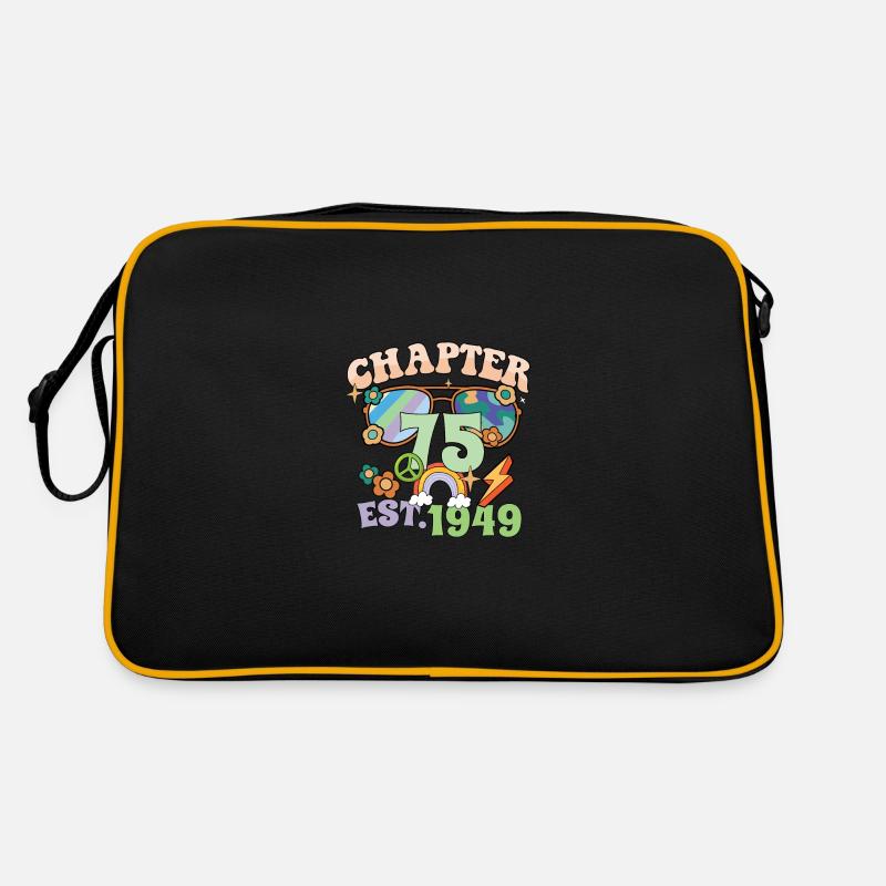 Turning 75 75th Birthday Retro Theme Peace Sign Retro Tasche