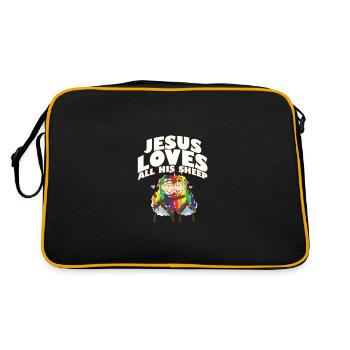 Jesus Loves All His Sheep LGBTQ Proud Ally Gay - Retro Tasche - Schwarz/Gold - Hinten