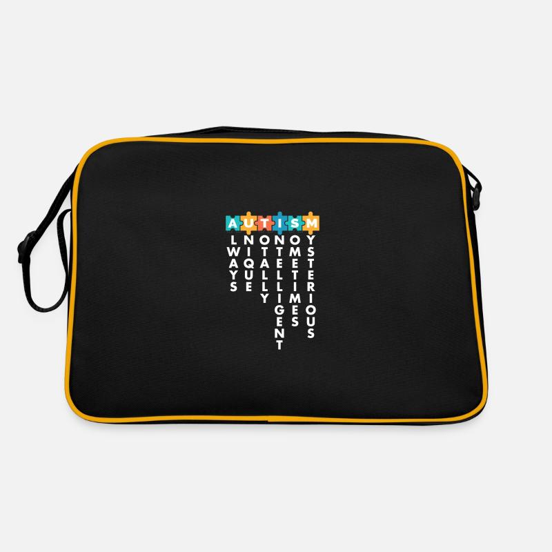 Support Autism Awareness Month Puzzle Piece - Retro Tasche - Schwarz/Gold