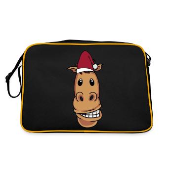 Père Noël Cheval Poney Cavalier Joyeux Noël - Sac Retro - noir/or - Dos