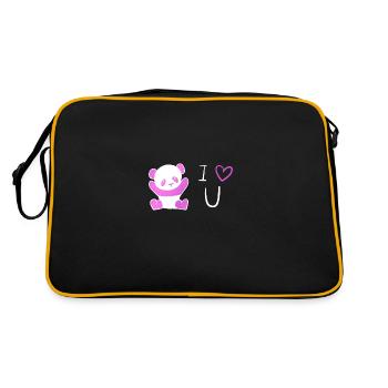 pinker panda ich liebe dich - Retro Tasche - Schwarz/Gold - Hinten