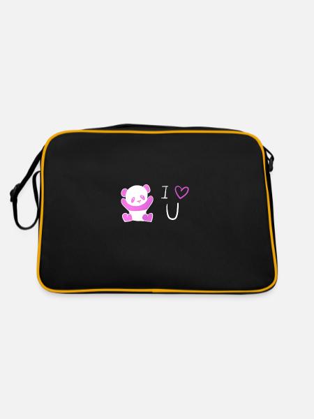 pink panda I love you - Retro Bag - black/gold - Back