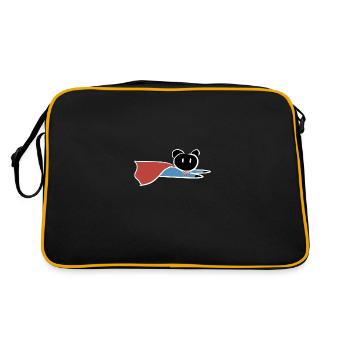 save hero fly rescuer symbol bear - Retro Bag - black/gold - Back