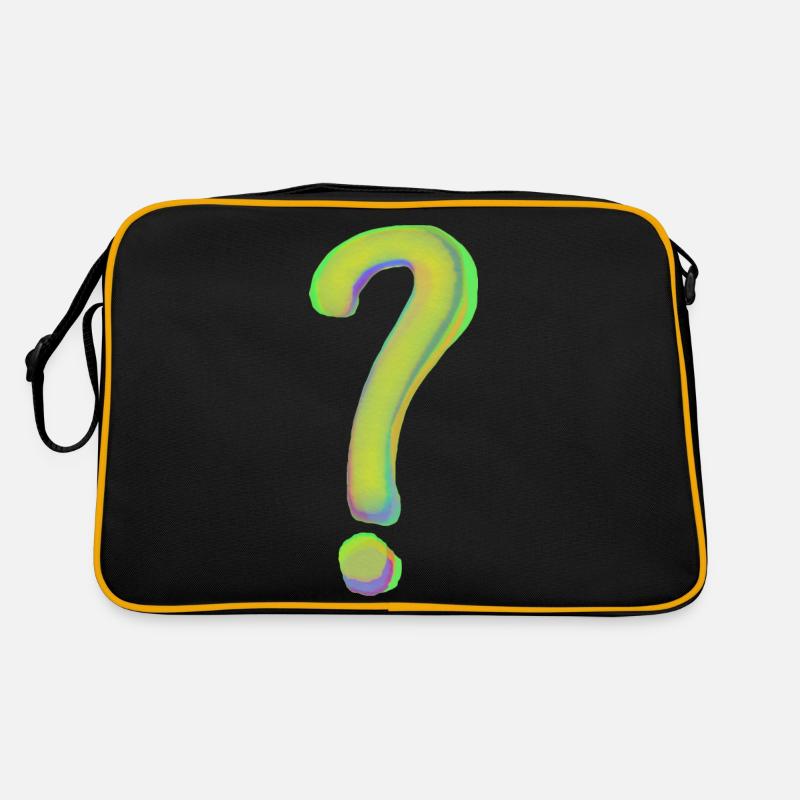 Fragezeichen - Retro Tasche - Schwarz/Gold